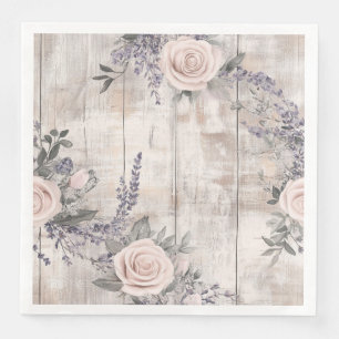 Servilleta De Papel De Cena Elegante Boda de papel de lavanda rosa de rosa de