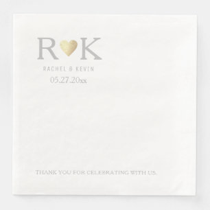Servilleta De Papel De Cena Elegante Boda romántico monogramado
