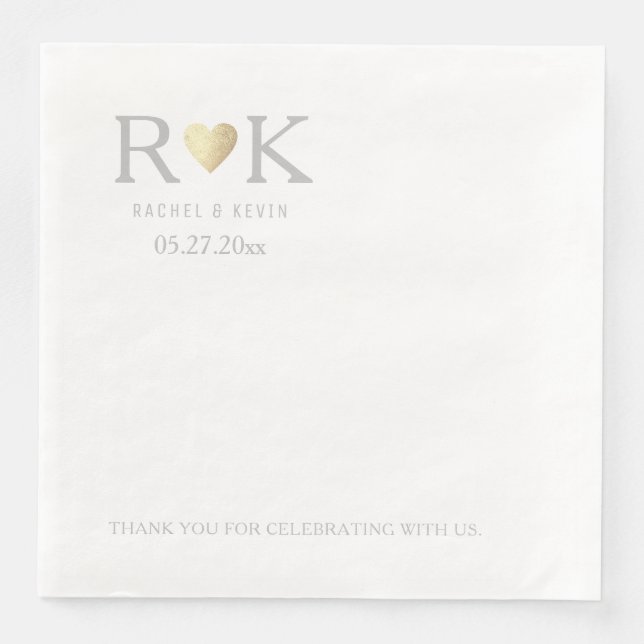 Servilleta De Papel De Cena Elegante Boda romántico monogramado (Anverso)