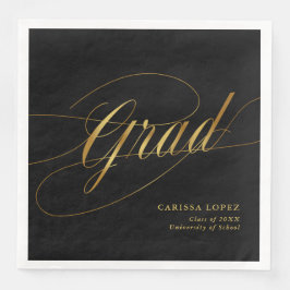 Servilleta De Papel De Cena Elegante caligrafía de grado Minimalista negro y o