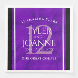 Servilleta De Papel De Cena Elegante celebración del 12º Aniversario del Boda 