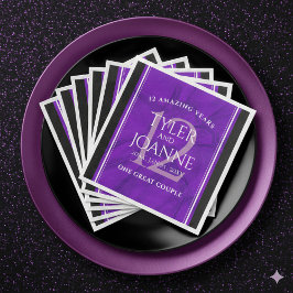 Servilleta De Papel De Cena Elegante celebración del 12º Aniversario del Boda 