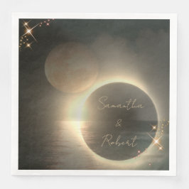 Servilleta De Papel De Cena Elegante Eclipse Solar Sepia Personalizado Foto Bo