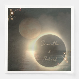 Servilleta De Papel De Cena Elegante Eclipse Solar Sepia Personalizado Foto Bo