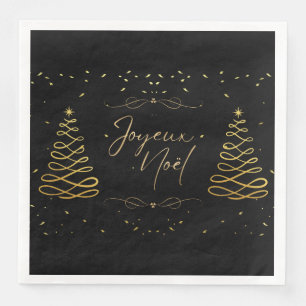 Servilleta De Papel De Cena Elegante Entretenimiento de Navidad Negro y Dorado