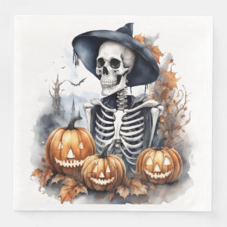 Servilleta De Papel De Cena Elegante esqueleto acuático de Halloween