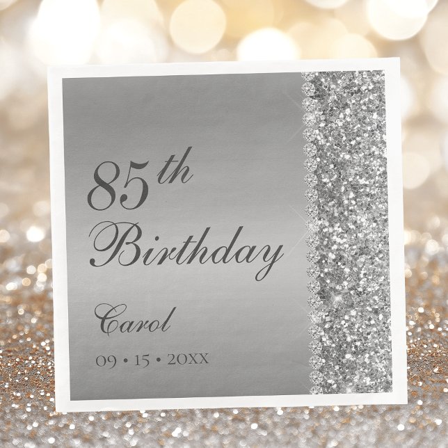 Servilleta De Papel De Cena Elegante Fiesta de Cumpleaños 85 de Plata (Subido por el creador)