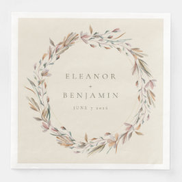 Servilleta De Papel De Cena Elegante matrimonio personalizado botánico rústico