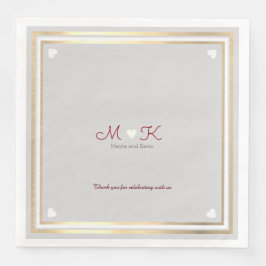 Servilleta De Papel De Cena Elegante monograma de celebración de boda recepció