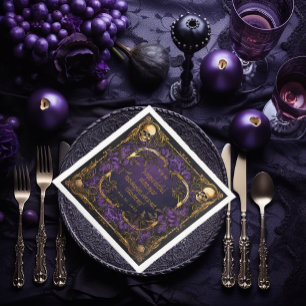 Servilleta De Papel De Cena Elegante Monogramado Amor Spell Boda Gótico