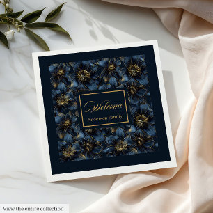 Servilleta De Papel De Cena Elegante Navy Gold Napkins Custom Name Gift Idea