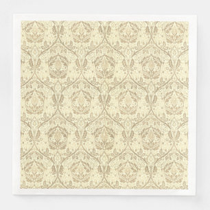Servilleta De Papel De Cena Elegante patrón floral en sepia beige