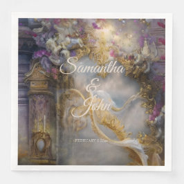 Servilleta De Papel De Cena Elegante Puerta de Oro Celestial, Texto Dorado