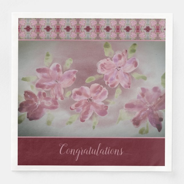 Servilleta De Papel De Cena Elegante rosa florido (Anverso)