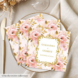 Servilleta De Papel De Cena Elegante Rubor Gold Wedding Party Napkins