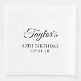 Servilleta De Papel De Cena Elegante Script Cumpleaños 50