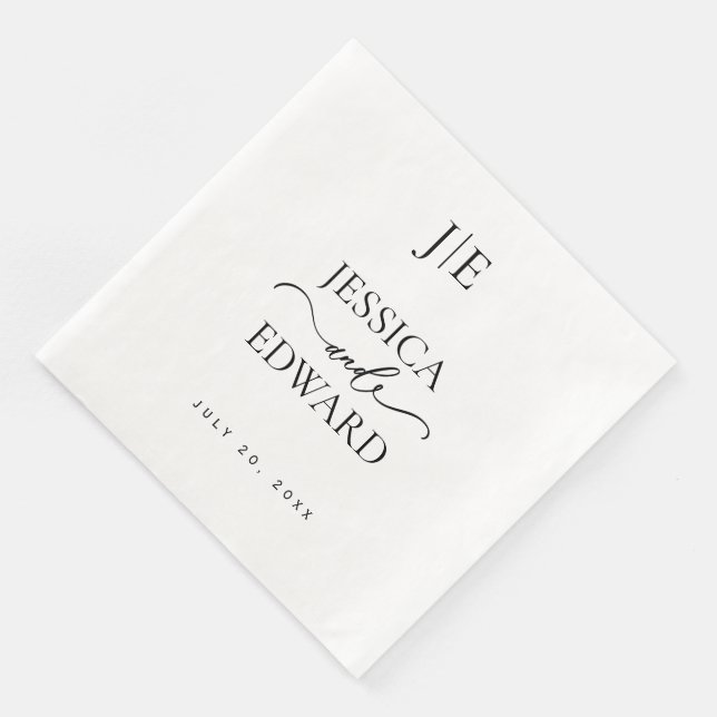 Servilleta De Papel De Cena Elegante Simple Monograma Moda moderna Guión mínim (Esquina)