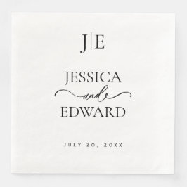 Servilleta De Papel De Cena Elegante Simple Monograma Moda moderna Guión mínim