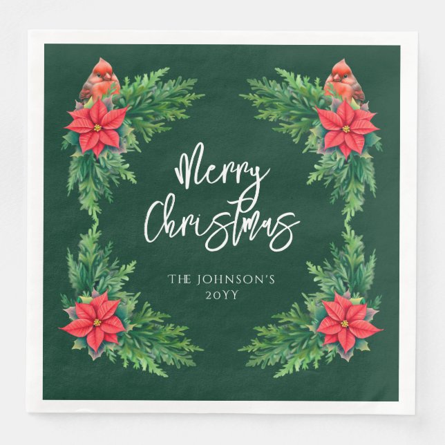 Servilleta De Papel De Cena Elegante vegetación de invierno (Anverso)