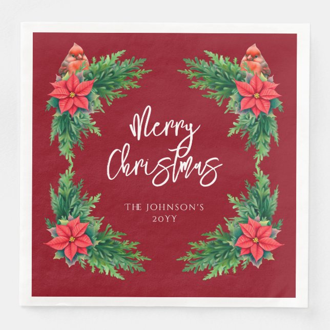 Servilleta De Papel De Cena Elegante vegetación de invierno (Anverso)