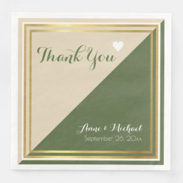 Servilleta De Papel De Cena elegante y clásico moderno boda verde beige