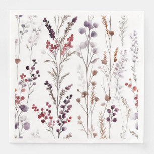 Servilleta De Papel De Cena Elegantes flores de invierno acuarela