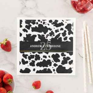 Servilleta De Papel De Cena Elegantes lugares de vacas imprimen aniversario de