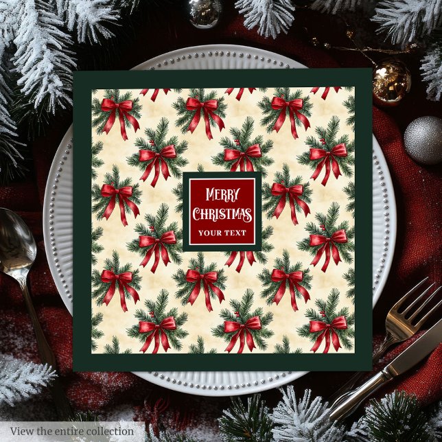 Servilleta De Papel De Cena Elegantes Navidades de acuarela monogramas (Elegant watercolor Christmas monogram napkins)