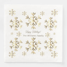 Elegantes Navidades Faux Gold Snowflakes Napkins