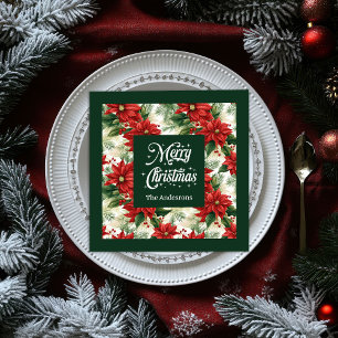 Servilleta De Papel De Cena Elegantes Navidades Napkins Red Green Custom Name