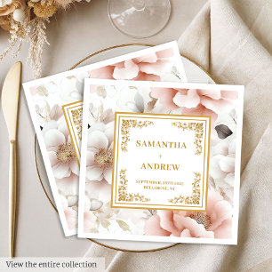 Servilleta De Papel De Cena Elegantes toallas bodas color agua rosa y polvorie