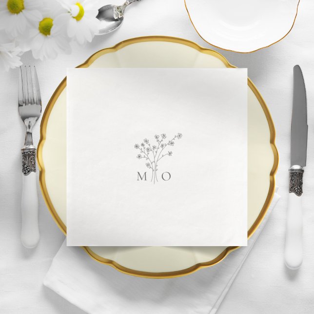 Servilleta De Papel De Cena Elegantes toallas bodas de ramo en monogramos (Subido por el creador)
