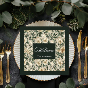 Servilleta De Papel De Cena Elegantes toallas de oro verdes personalizadas
