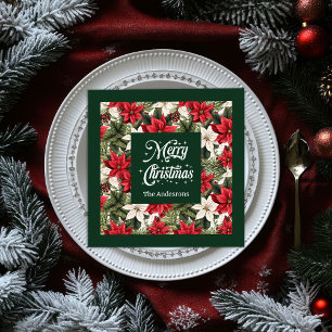 Servilleta De Papel De Cena Elegantes toallas rojas Navidades personalizados W