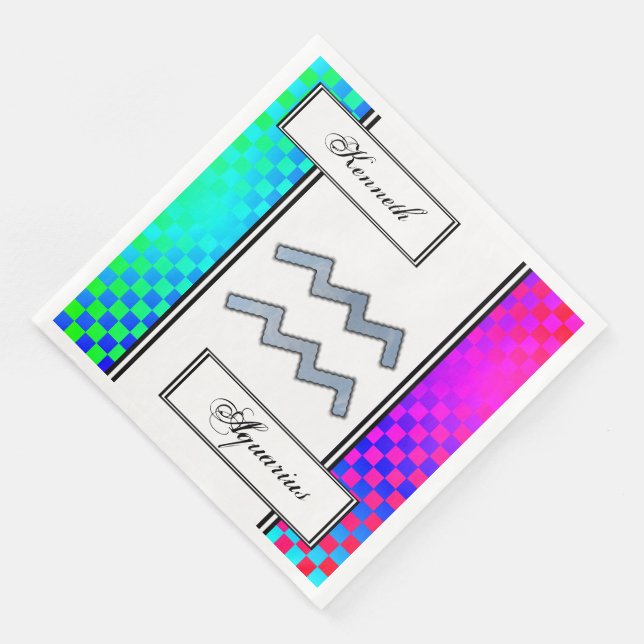 Servilleta De Papel De Cena Elemento de símbolo Aquarius Zodiac por Kenneth Yo (Esquina)