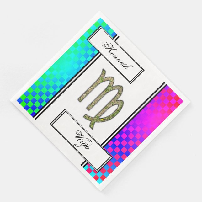 Servilleta De Papel De Cena Elemento de símbolo Virgo Zodiac por Kenneth Yonci (Esquina)