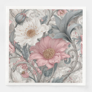 Servilleta De Papel De Cena Elise Rosa y Gris Jardín Nouveau
