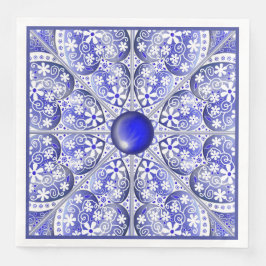 Servilleta De Papel De Cena Encaje Cerámico Azul de Grecia