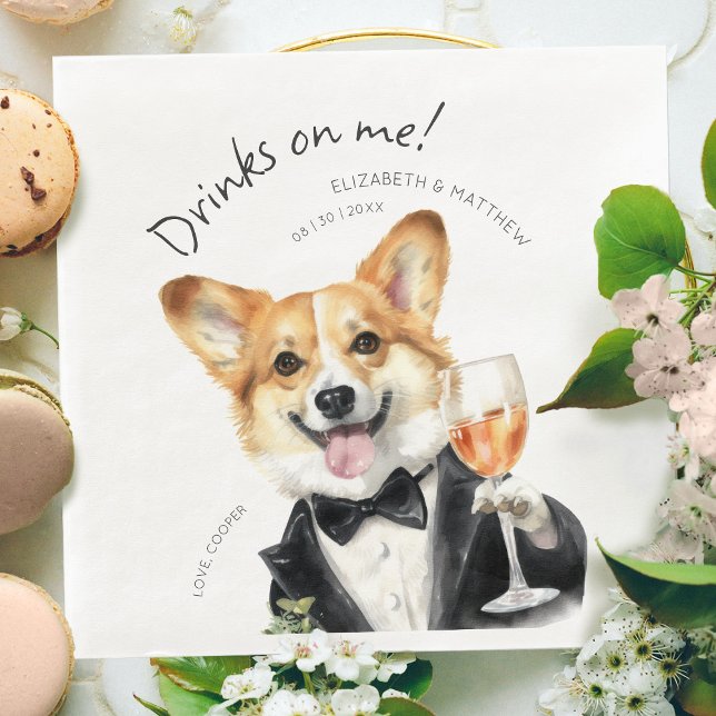 Servilleta De Papel De Cena Encantador camarero Corgi galés de Pembroke (Subido por el creador)
