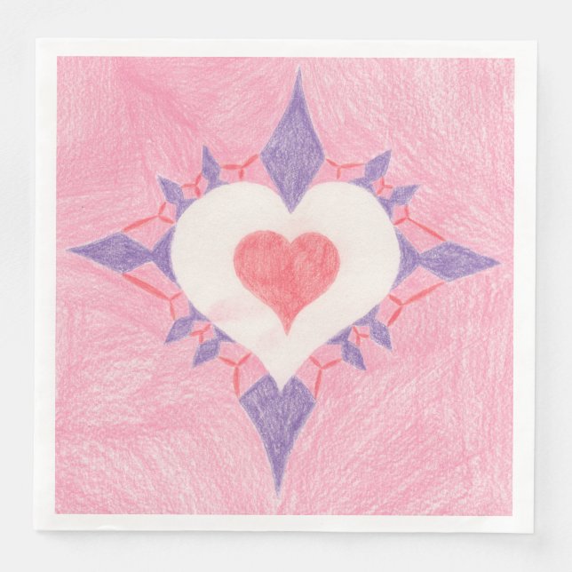 Servilleta De Papel De Cena Encantador Corazón (Anverso)