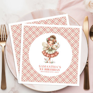 Servilleta De Papel De Cena Encantador Cumpleaños Mágico de Hada con Rubor Flo
