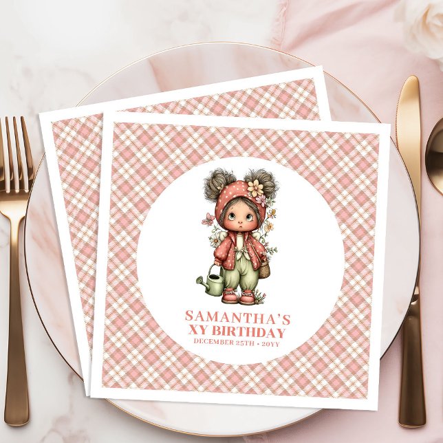 Servilleta De Papel De Cena Encantadora Fiesta de Cumpleaños número 7 con Hada (Charming Whimsy Fairy Floral 7th Birthday Party Napkins)