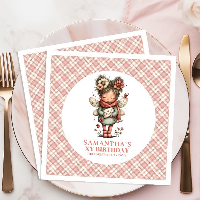 Servilleta De Papel De Cena Enchanted Whimsy Fairy Cute 3rd Birthday Party  (Enchanted Whimsy Fairy Cute 3rd Birthday Party Napkins)