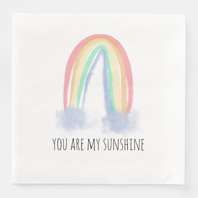 Servilleta De Papel De Cena Eres mi sol acuarela pintada arcoíris (Anverso)