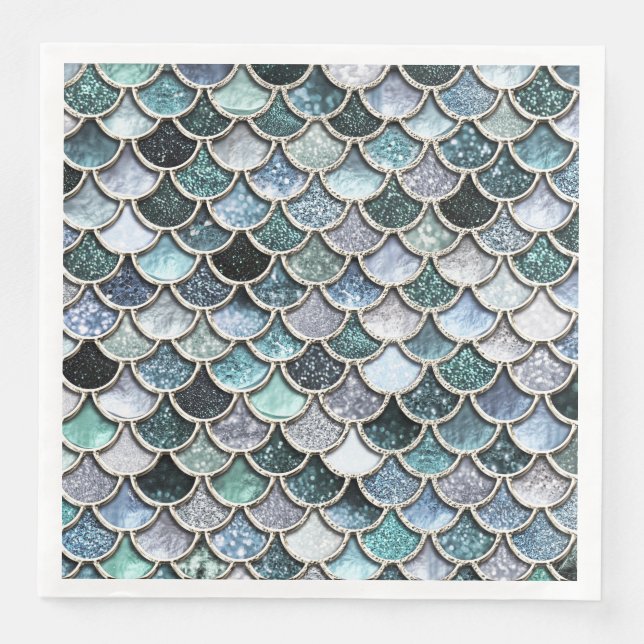 Servilleta De Papel De Cena Escalas Mermaidbásculas de Purpurina de Relieve me (Anverso)
