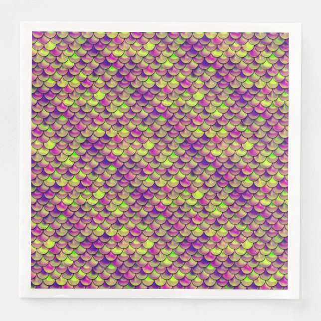 Servilleta De Papel De Cena Escalas moradas y verdes (Anverso)