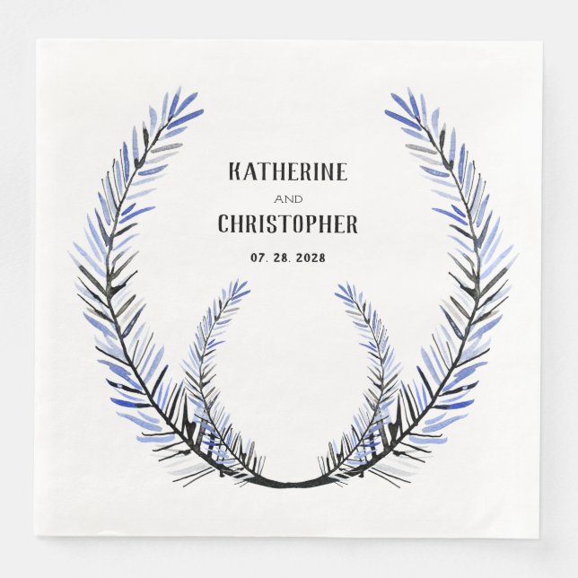 Servilleta De Papel De Cena Escudo de Wreath del árbol de espoleta azul agitad (Anverso)