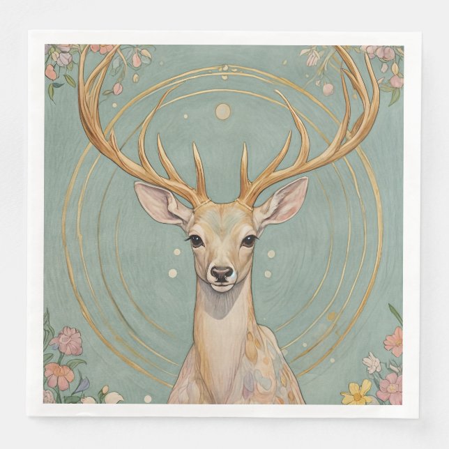 Servilleta De Papel De Cena Espíritu suave: Un ciervo pastel (Anverso)