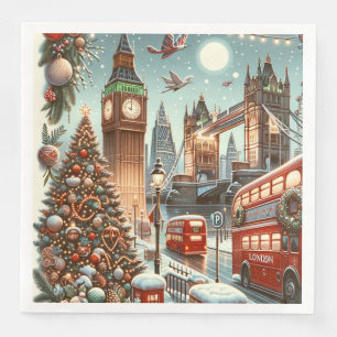 Servilleta De Papel De Cena Esplendor Festivo de Londres - Vibrante Tarjeta de