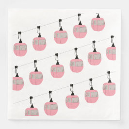 Servilleta De Papel De Cena Esquí Rosa Retro Gondola